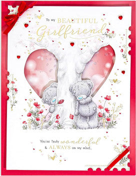 Bears By Tree Trunk Girlfriend Luxury Boxed Handmade Valentine's Day Card