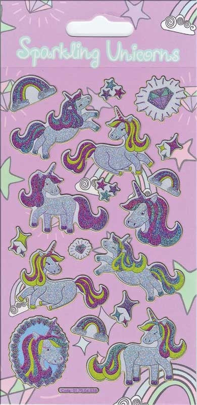 Unicorns Sparkly Reusable Stickers