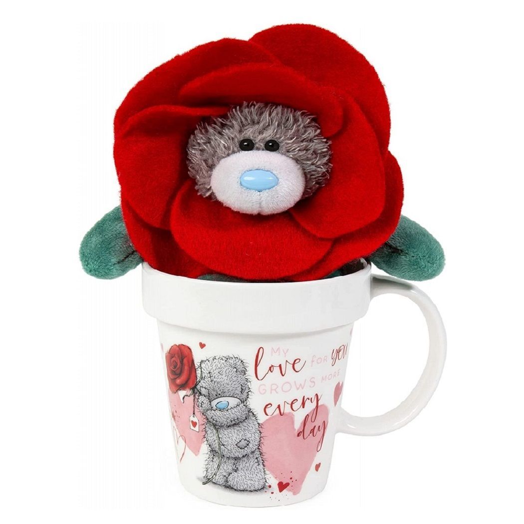 Me To You 5" Rose Flower Tatty Teddy & Plant Pot Shaped Mug