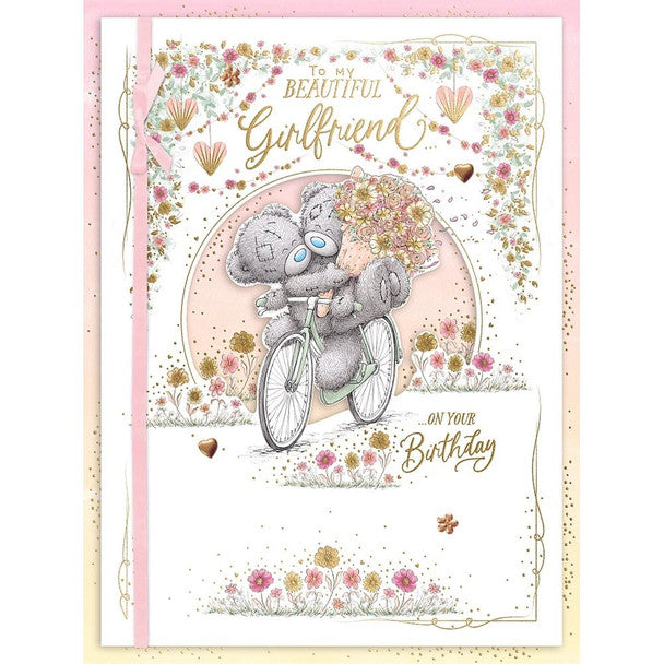 Bears On Bike With Flowers Girlfriend Boxed Birthday Card - 24 x 30 cm