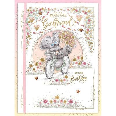 Bears On Bike With Flowers Girlfriend Boxed Birthday Card - 24 x 30 cm