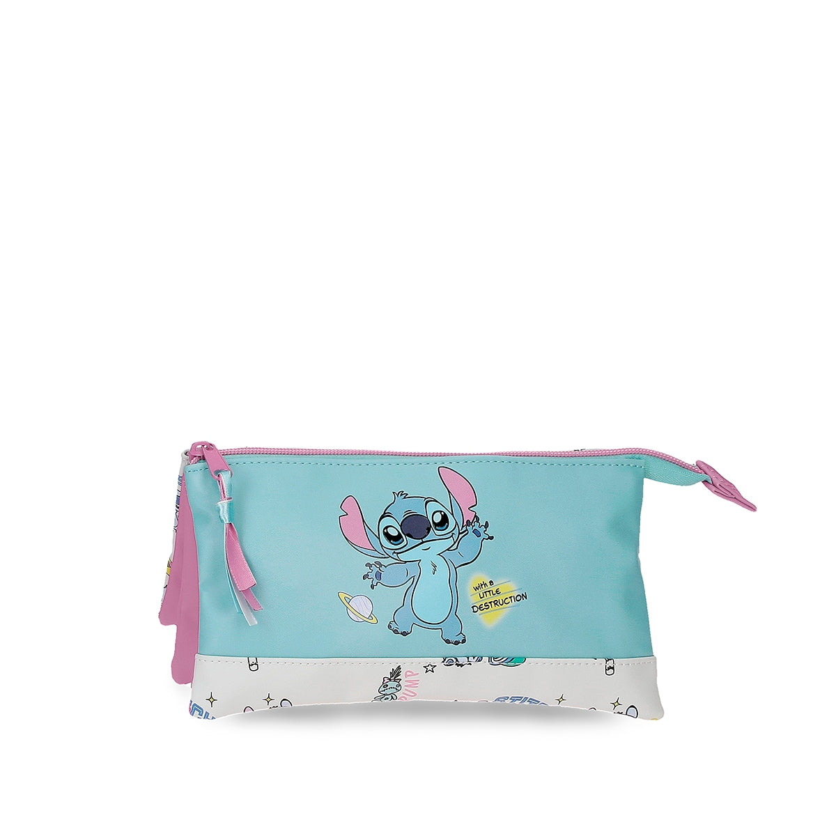 Disney Stitch Little Destruction 2 zip 3 Compartment pencil case