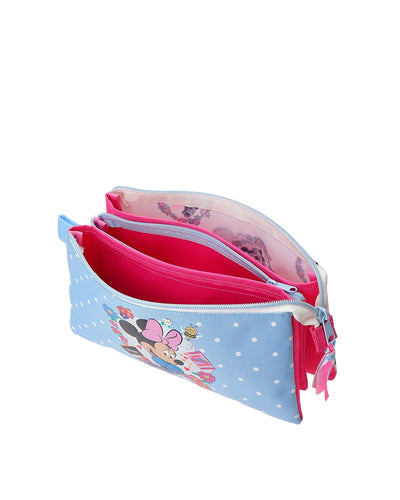Minnie Flowers 2 zip 3 Compartment pencil case