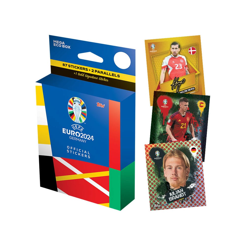 Topps Official Uefa Euro 2024 Mega Eco Box - 87 Stickers +1 Gold