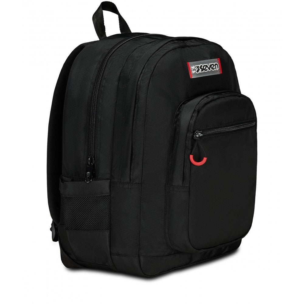 Seven – Jet Black  2 Zip School Bag Fit A4