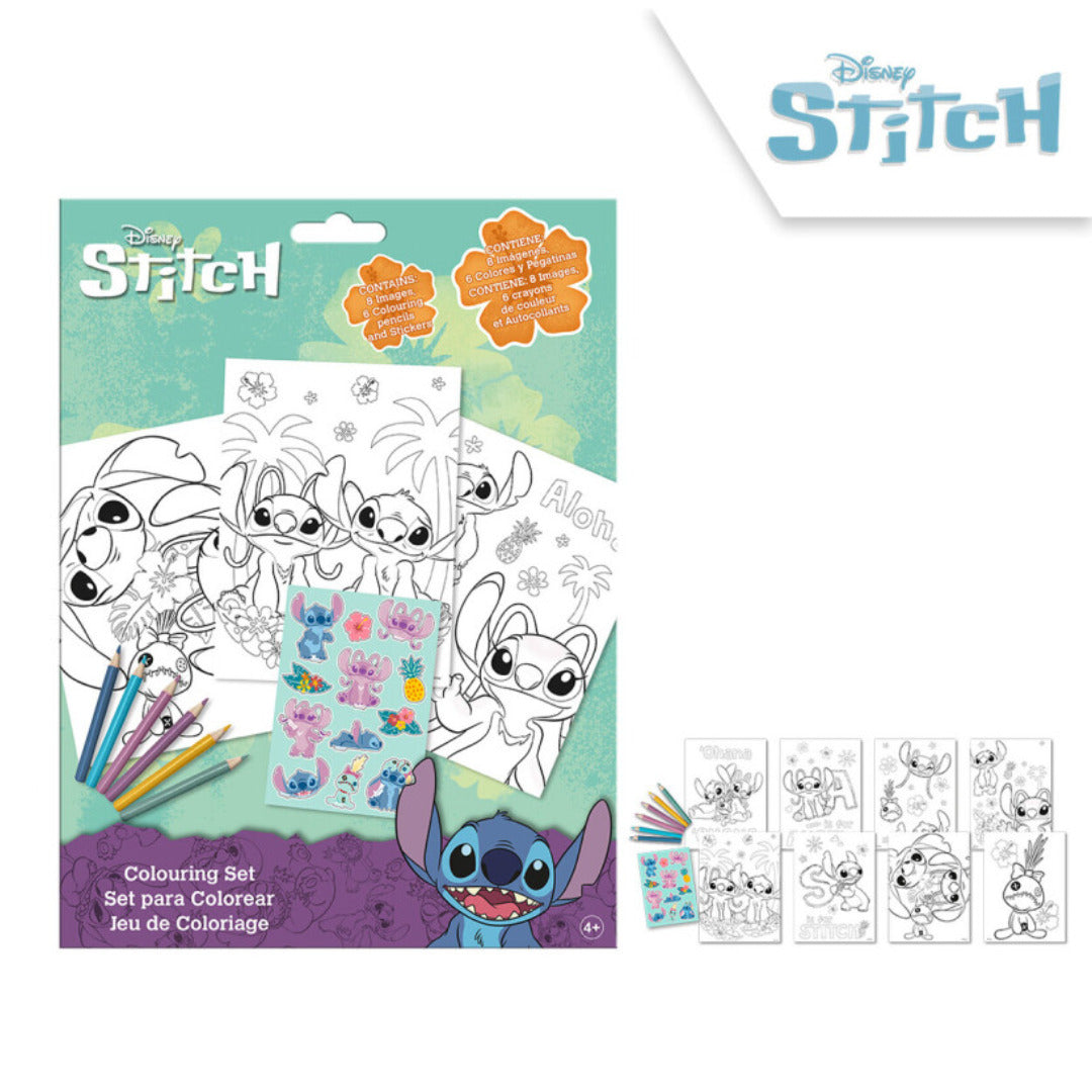 COLORING SET WITH pencil colours and STITCH STICKERS