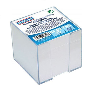 Memo Cube White Paper Not Glued In Plastic Box 