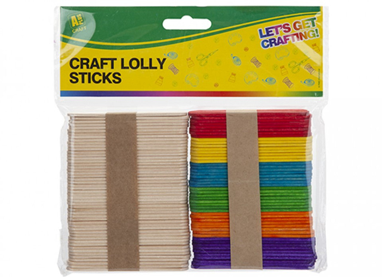 Natural And Colour Mix Lolly Pop Sticks 