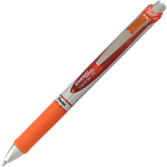 Pentel Energel 0.7Mm Retractable Liquid Gel Roller Pen - Orange Ink