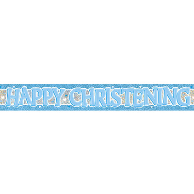 Happy Christening Banner Blue