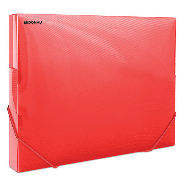 Elastic Plastic Box File Transparent red 3Cm