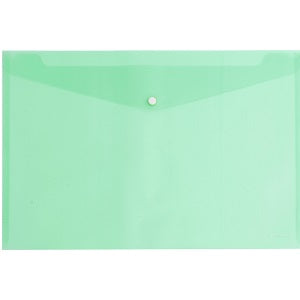 Button Plastic Envelope Folder A4 Lime