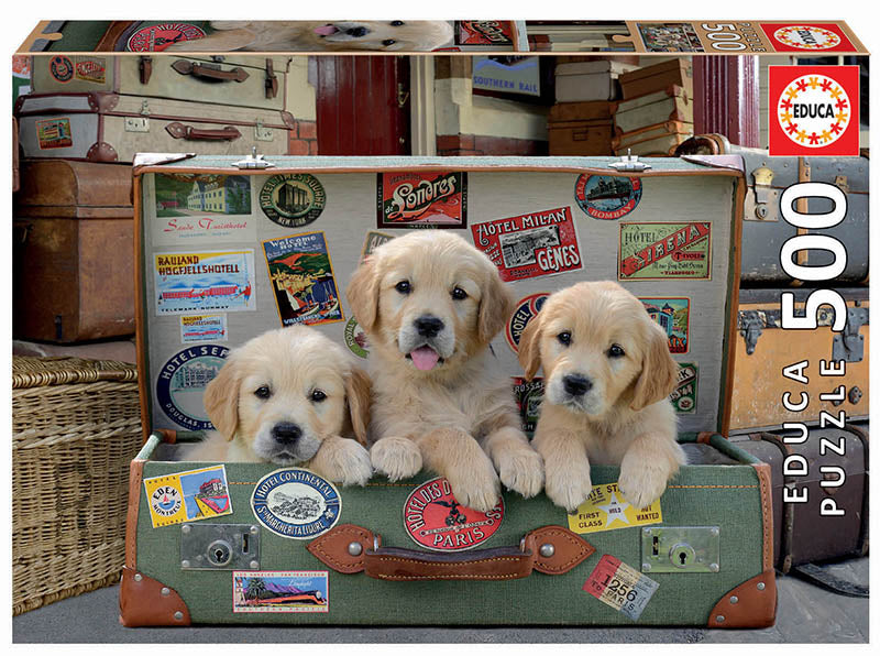 Jigsaw Puzzle - Puppies In The Luggage X500Pcs