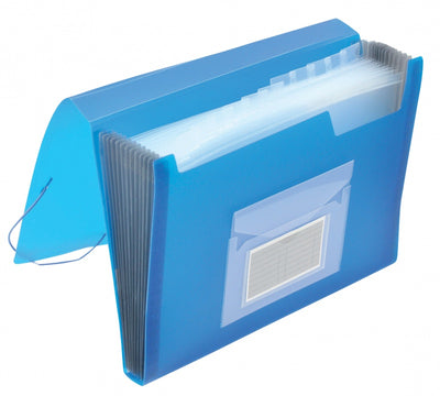 Expanding File Folder X7 Compartments Transparent Blue