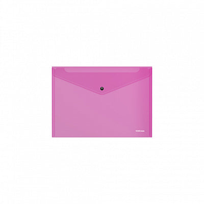 Plastic A4 Button Envelope Pink