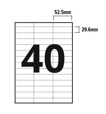 Labels For Inkjet And Laser Printers - Box X100 A4 Sheets - Label Size 52.5X29.7Mm - 40 Labels Per Sheet 