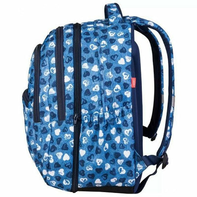 Backpack 2 In 1 Large 3 Zip Curved Jeans Hearts