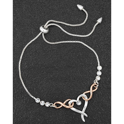 2 Tone Kiss Collection Heart Bracelet