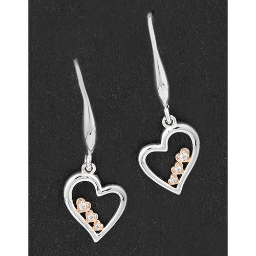 Two Tone Hearts In Heart Earrings