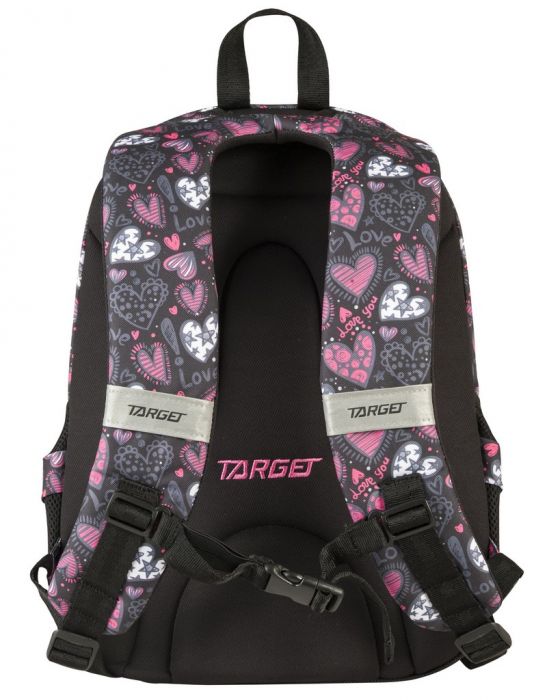 Backpack Large 2 zip Fit A4 Pink Hearts