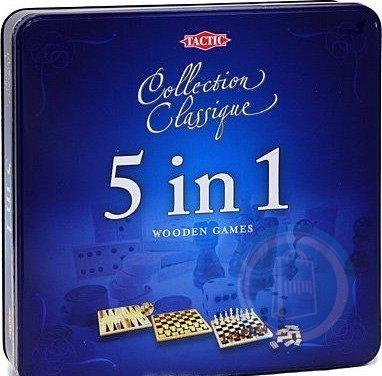 5 In 1 Wooden Games - Tin Box 