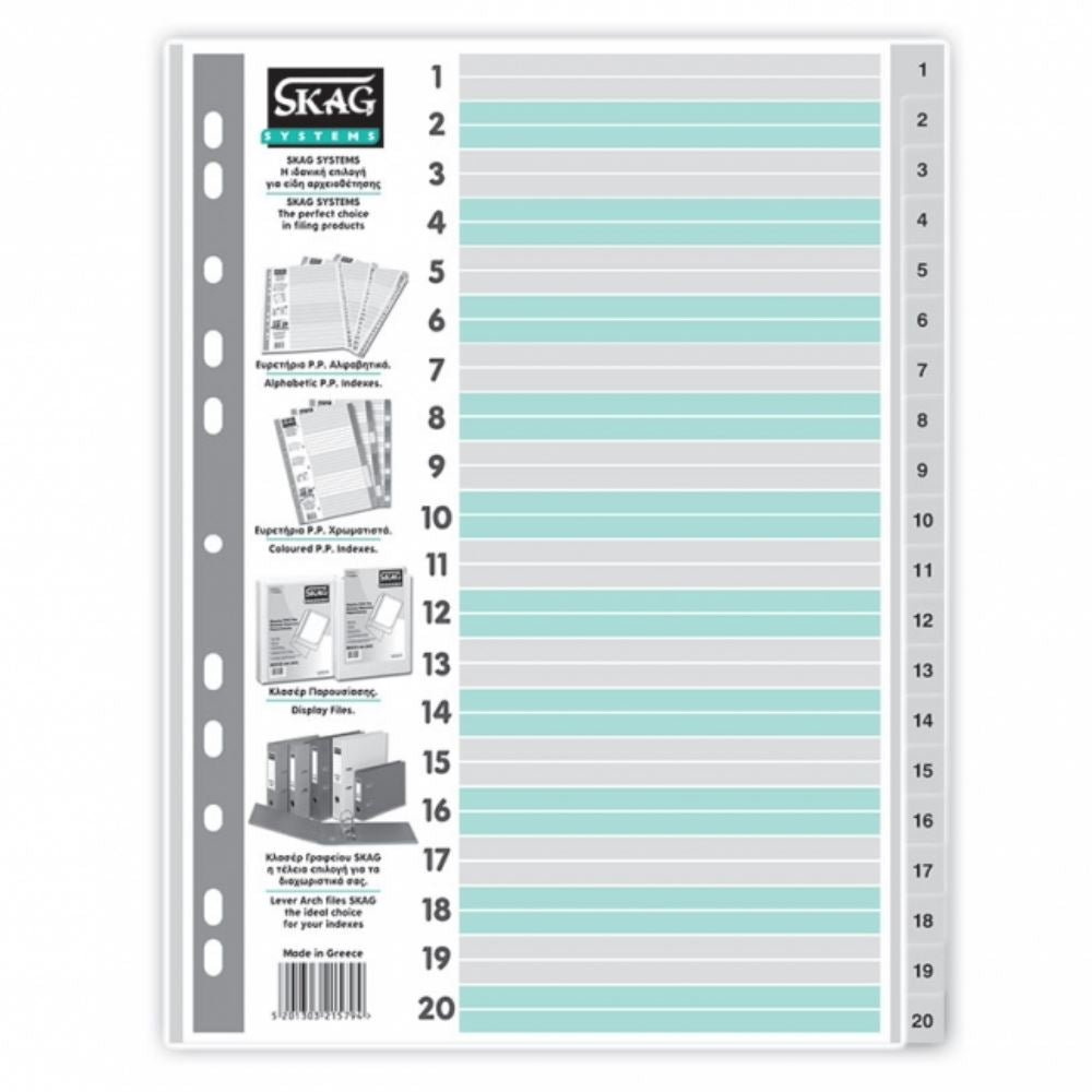 Numbered Plastic Dividers 1-20