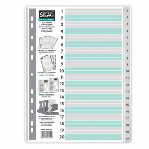 Grey Numerical Dividers 1-20