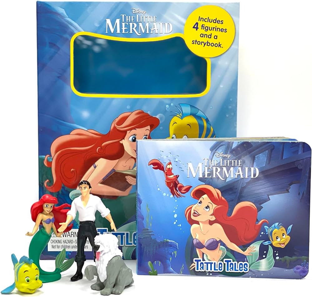 Disney The Little Mermaid Tattle Tales Board Book - 4 Figurines And Story Book