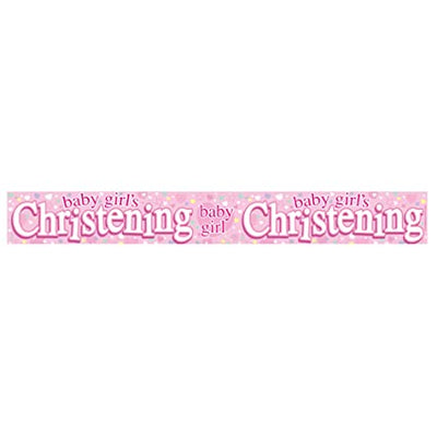 Happy Christening Banner Pink