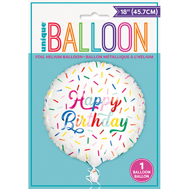 Happy Birthday Foil Sprinkle Ballon 18"