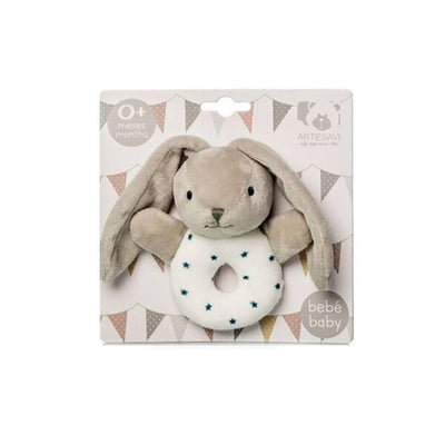Bunny Rattle With Blue Stars 12Cm 