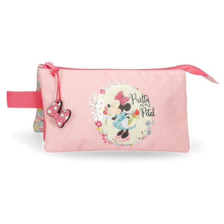 Minnie Pretty As A Petal Pencil Case 2 Zip 3 Pockets