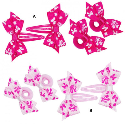 Pink Poppy Ribbon Bow Clips And Rubber Bands