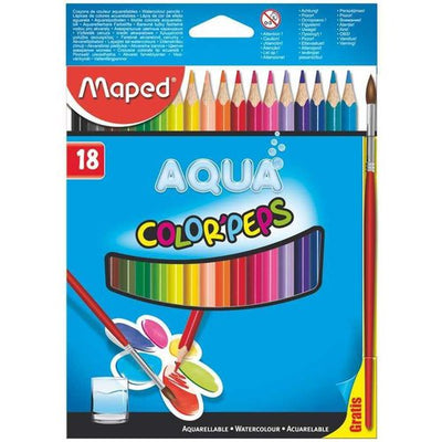 Aqua Colour Pencils X18 +Free Paintbrush