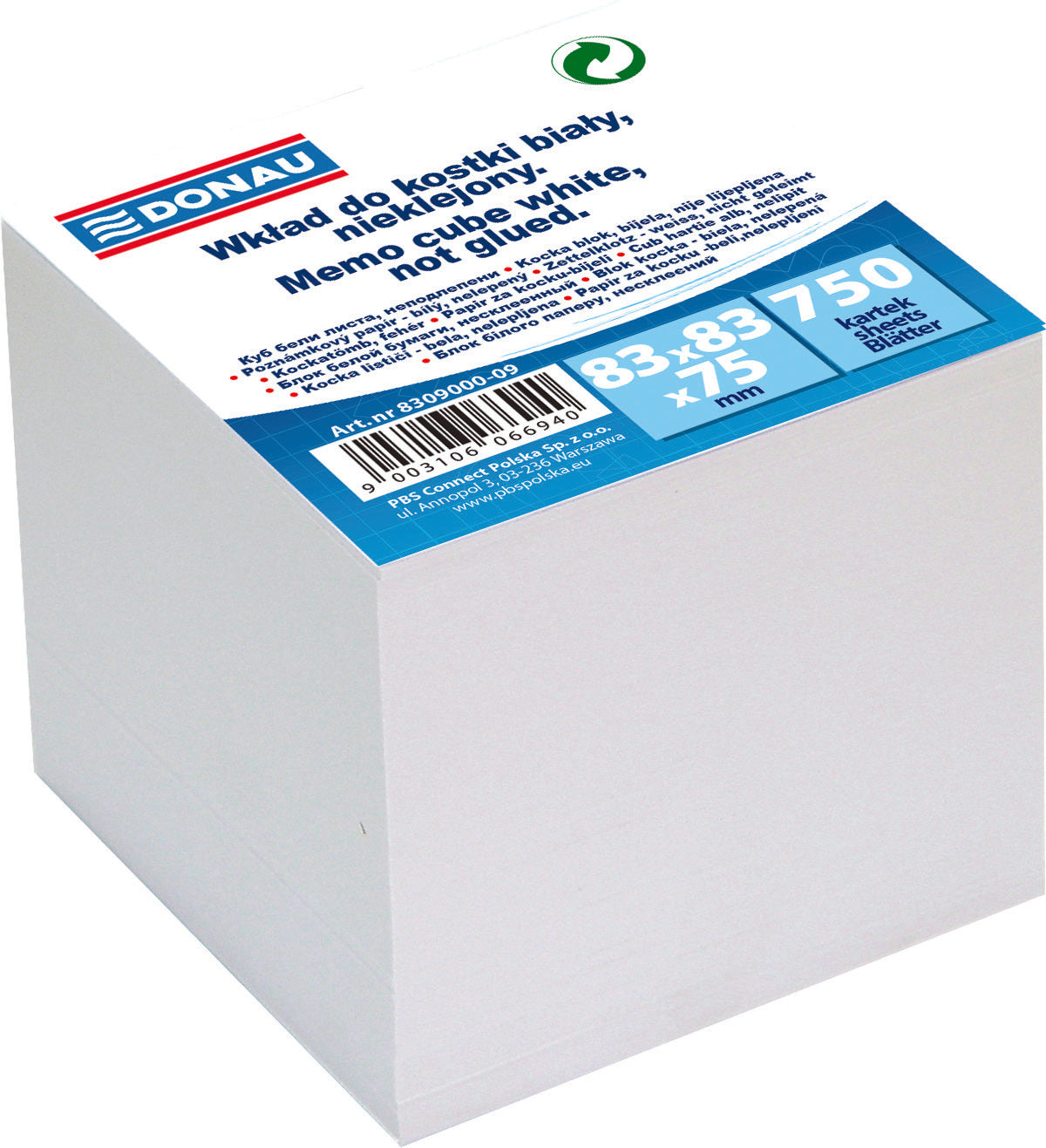 Note Cube Refill Paper 83X83Mm White