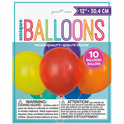 Balloons 30Cm X10 Assorted Colours