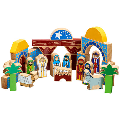Nativity Scene 40 Wooden Building Blocks