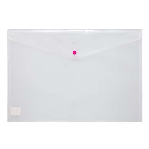 Plastic Envelope A2 W/Button Trsp White