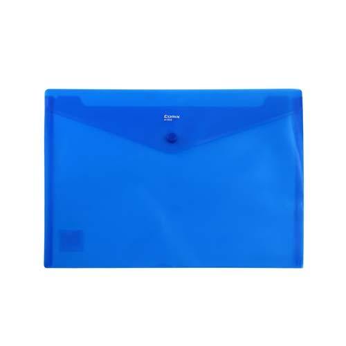 Button Envelope A4 Trsp Plastic - Blue