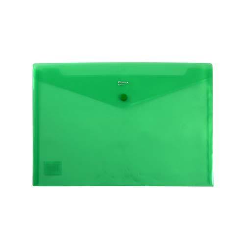 Button Envelope A4 Trsp Plastic - Green