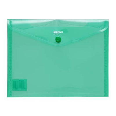 Button Envelope A5 Trsp Plastic - Green