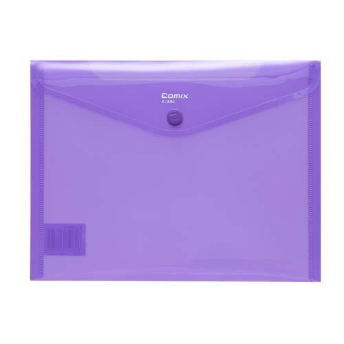 Button Envelope A5 Trsp Plastic - Purple