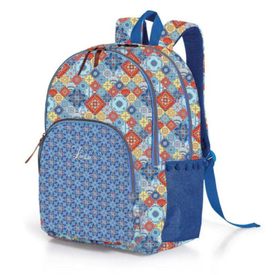 Backpack 3 Zips Lusa Tile Blue Ambar
