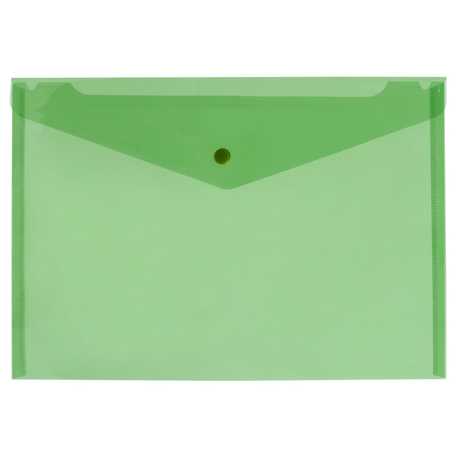 Plastic A4 Button Envelope Green