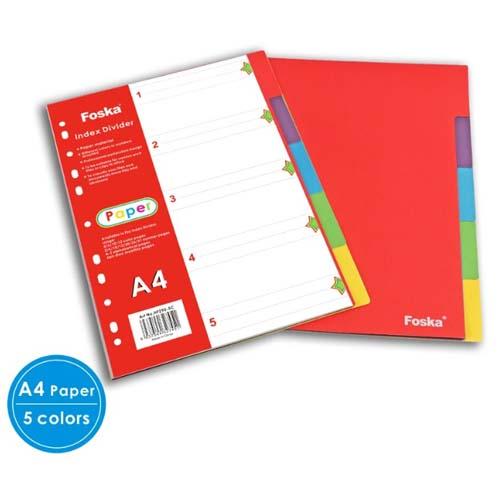 Dividers Carton A4 X 5 Clrs