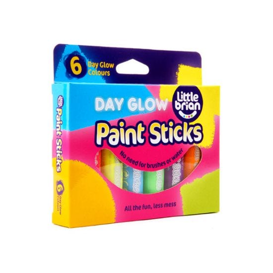 Little Brian X6 Assorted Mess Free Day Glow Paint Sticks