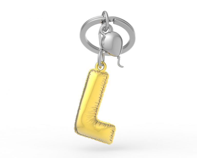 Keychain Golden Balloon Letter L