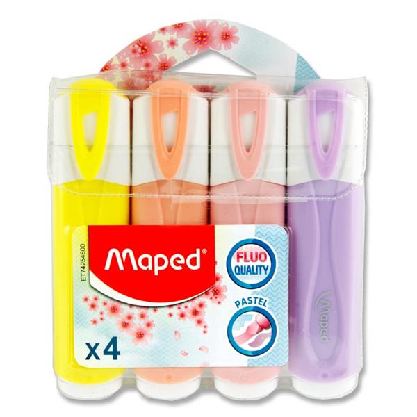 Maped Pastel Highlighter Pens - Assorted Colours (Pack Of 4)