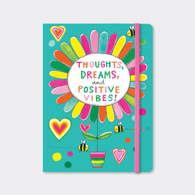 Notebook 240 Lined Pages - Positive Vibes Flower