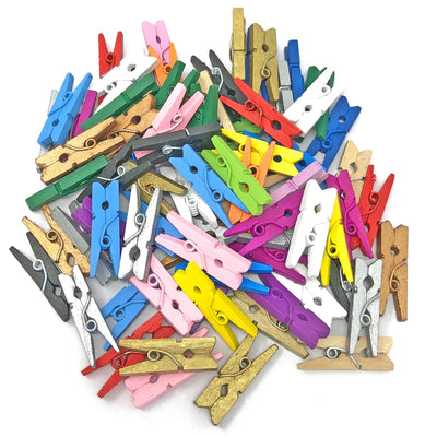 Wooden Cloth Pegs Colored 25Mm